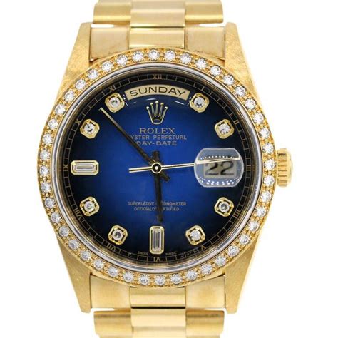 rolex watch gold blue face